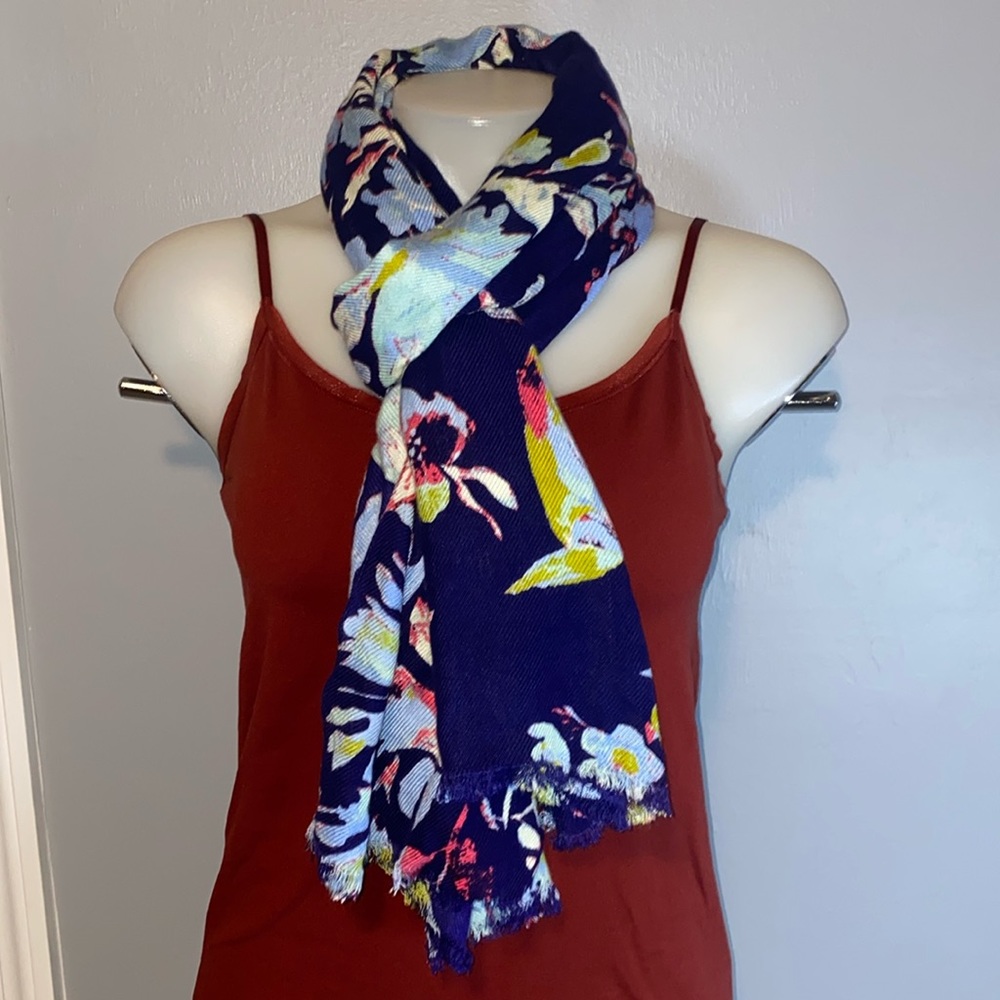 Max Studio Long Rectangular Flowers and Bids Rayon Scarf